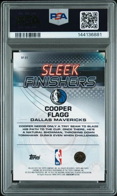 Cooper Flagg 2025 Topps Chrome Sleek Finishers Rookie Gold Geometric #'d 19/50 PSA 10