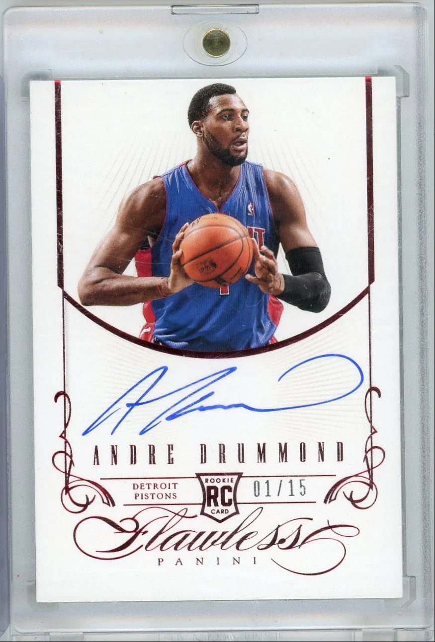 Andre Drummond 2012-13 Panini Flawless autograph rookie card red #'d 01/15