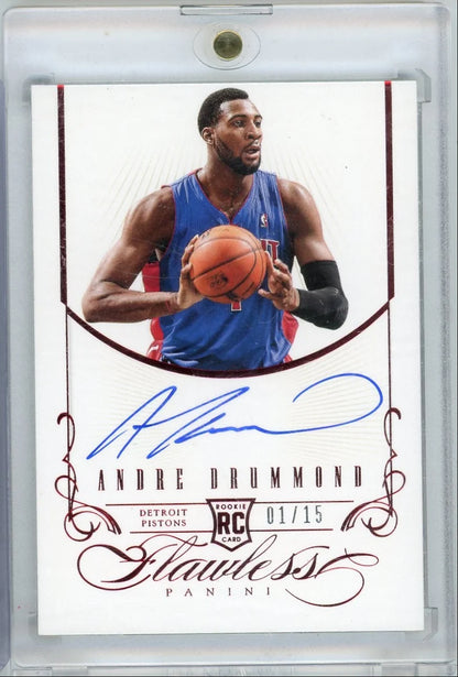 Andre Drummond 2012-13 Panini Flawless autograph rookie card red #'d 01/15