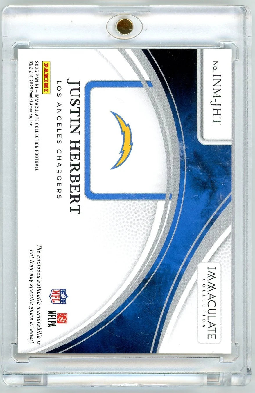 Justin Herbert 2025 Panini Immaculate Numbers Relic Gold #'d 06/10