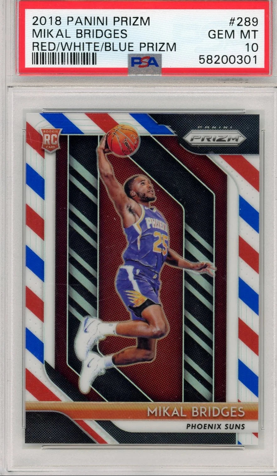 Mikal Bridges 2018 Panini Prizm RWB prizm rookie card PSA 10
