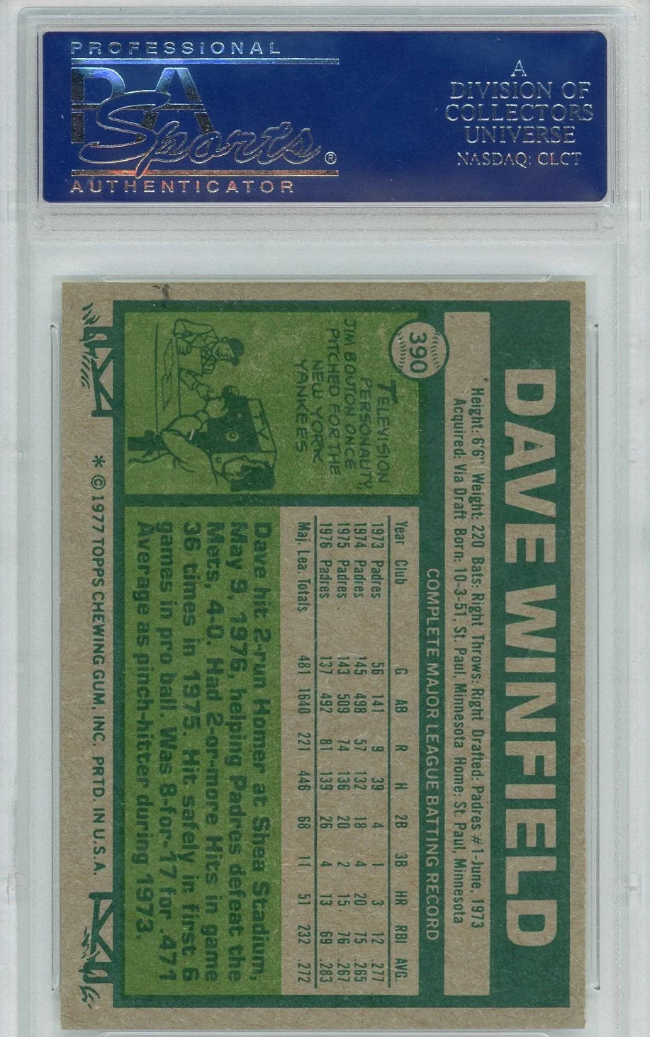 Dave Winfield 1977 Topps #390 PSA 8
