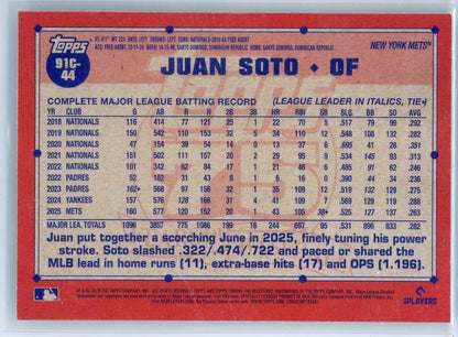 Juan Soto 2026 Topps Series 1 Silver Pack Chrome Aqua Mojo Refractor #'d 125/199
