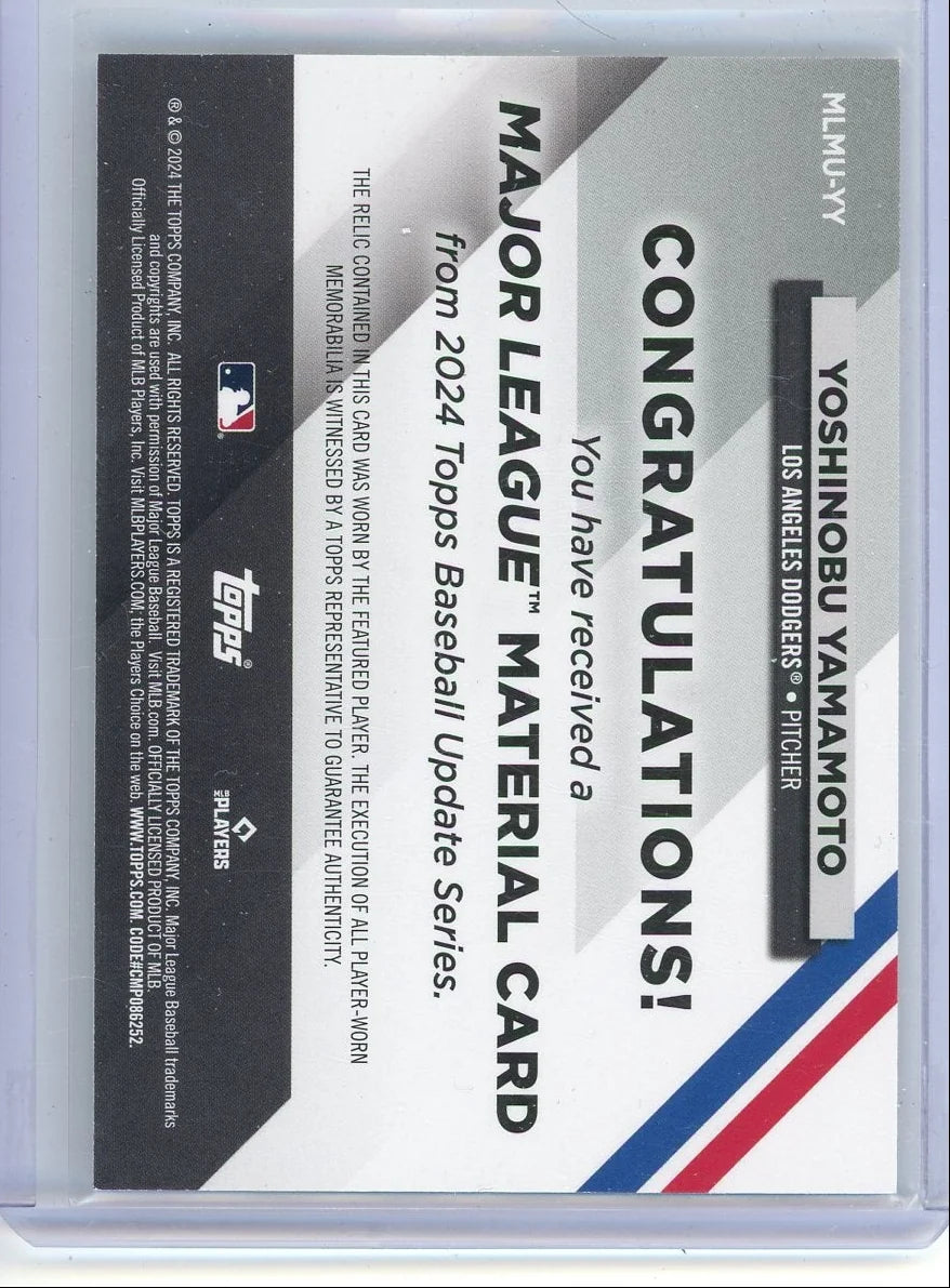 Yoshinobu Yamamoto 2024 Topps Update Major League Material RC