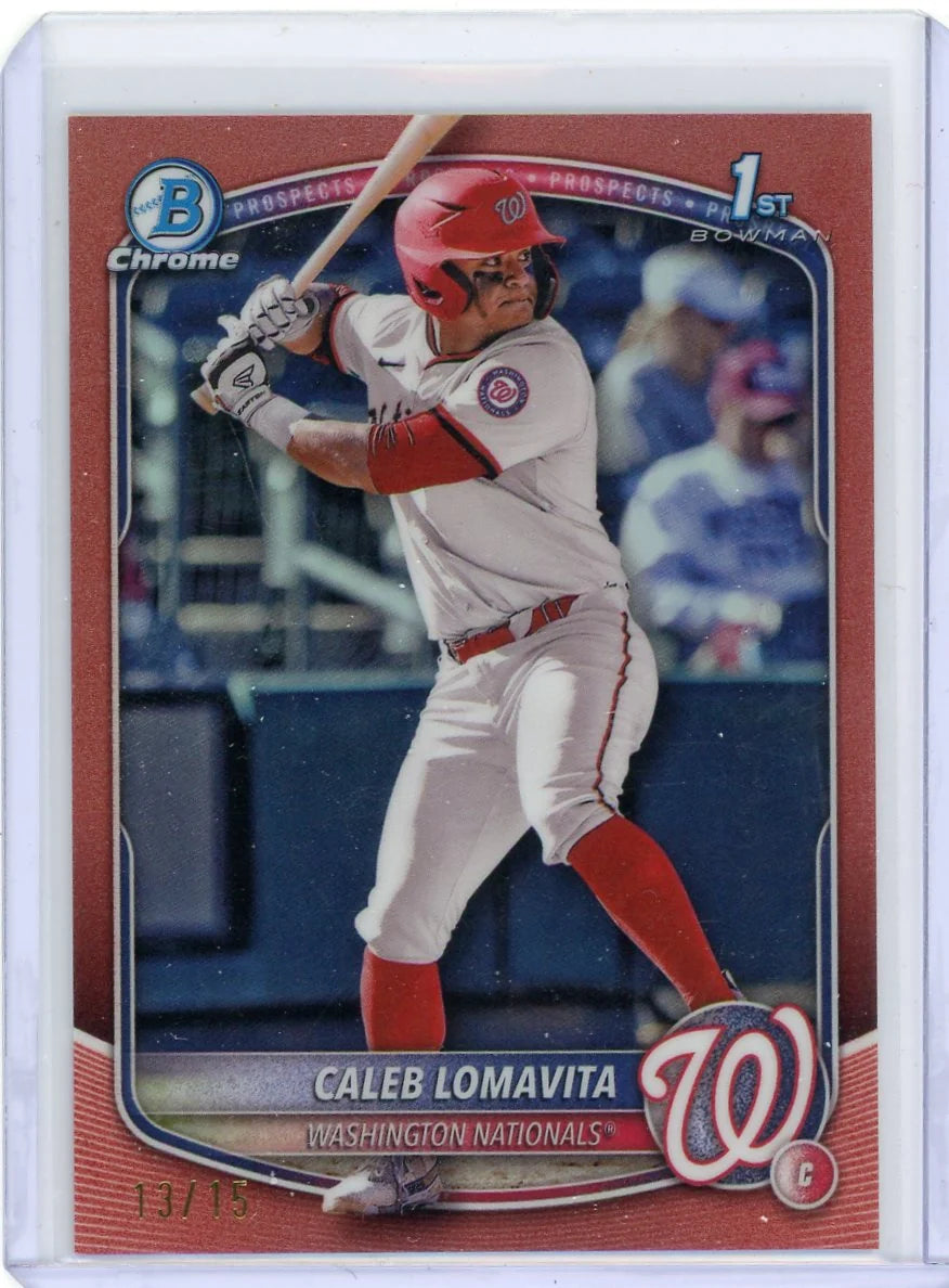 Caleb Lomavita 2025 Bowman Chrome Prospects 1st Bowman Rose Gold Refractor #'d 13/15