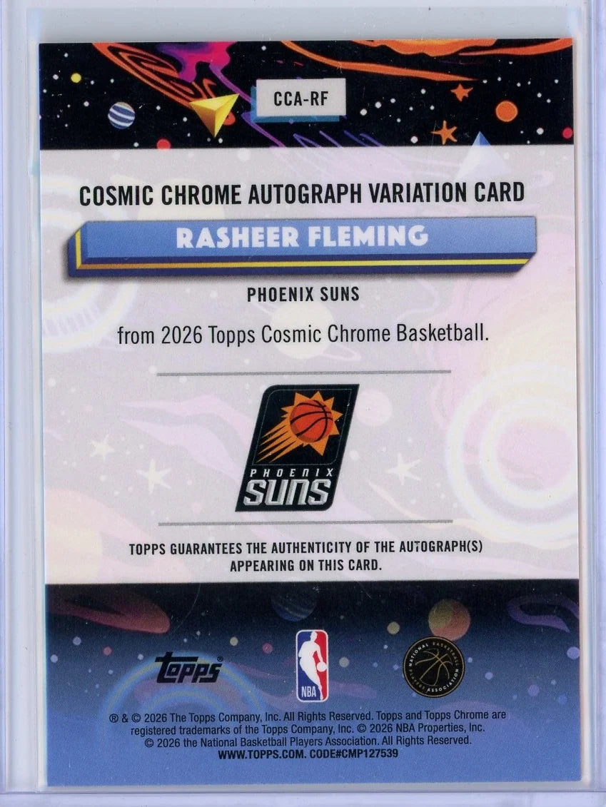 2025-2026 Topps Cosmic Chrome Rasheer Fleming RC auto variation card #CCA-RF #'d /50