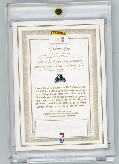 Kevin Love 2012-13 Panini Flawless game-used relic #'d 04/25