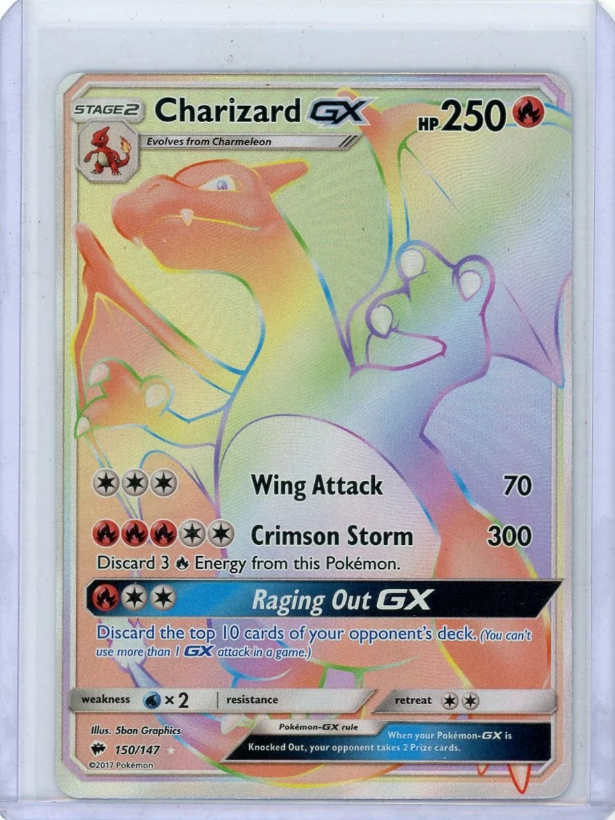 Charizard GX 2017 Pokemon Burning Shadows secret rare #150/147 LP/MP