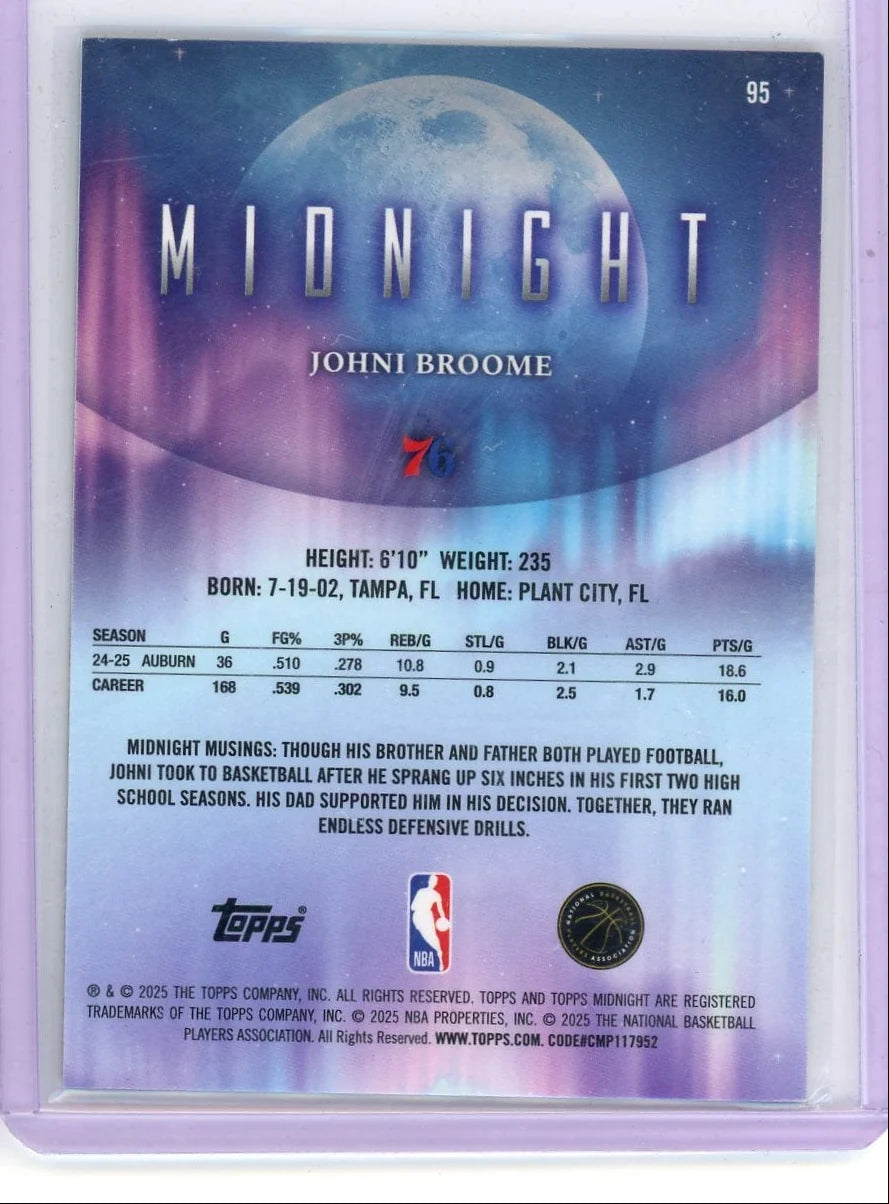 Johni Broome 2025 Topps Midnight Rookie #'d 12/25