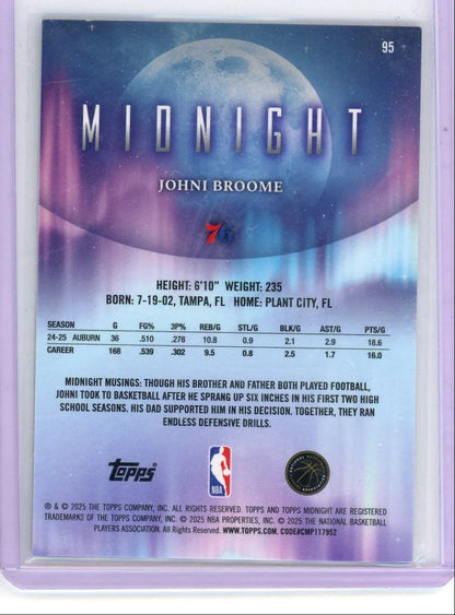 Johni Broome 2025 Topps Midnight Rookie #'d 12/25