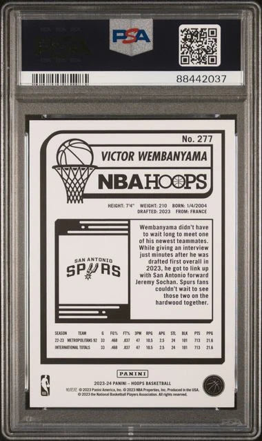 Victor Wembanyama 2023-24 Panini NBA Hoops RC PSA 10