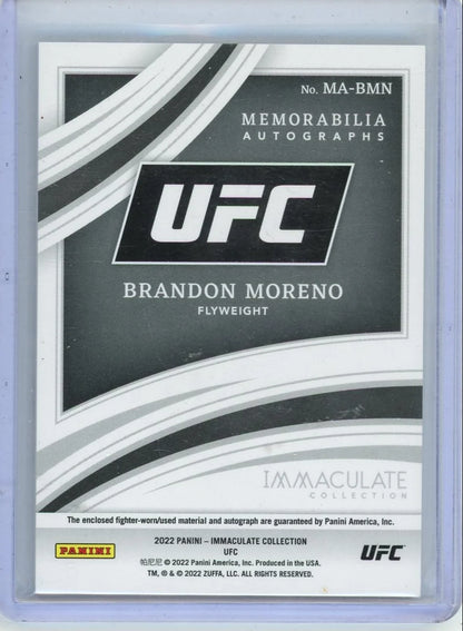 Brandon Moreno 2022 Panini Immaculate Memorabilia Autograph #'d 05/49