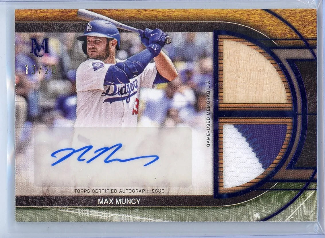 Max Muncy 2025 Topps Museum Collection Dual Relic Autograph #'d 13/20