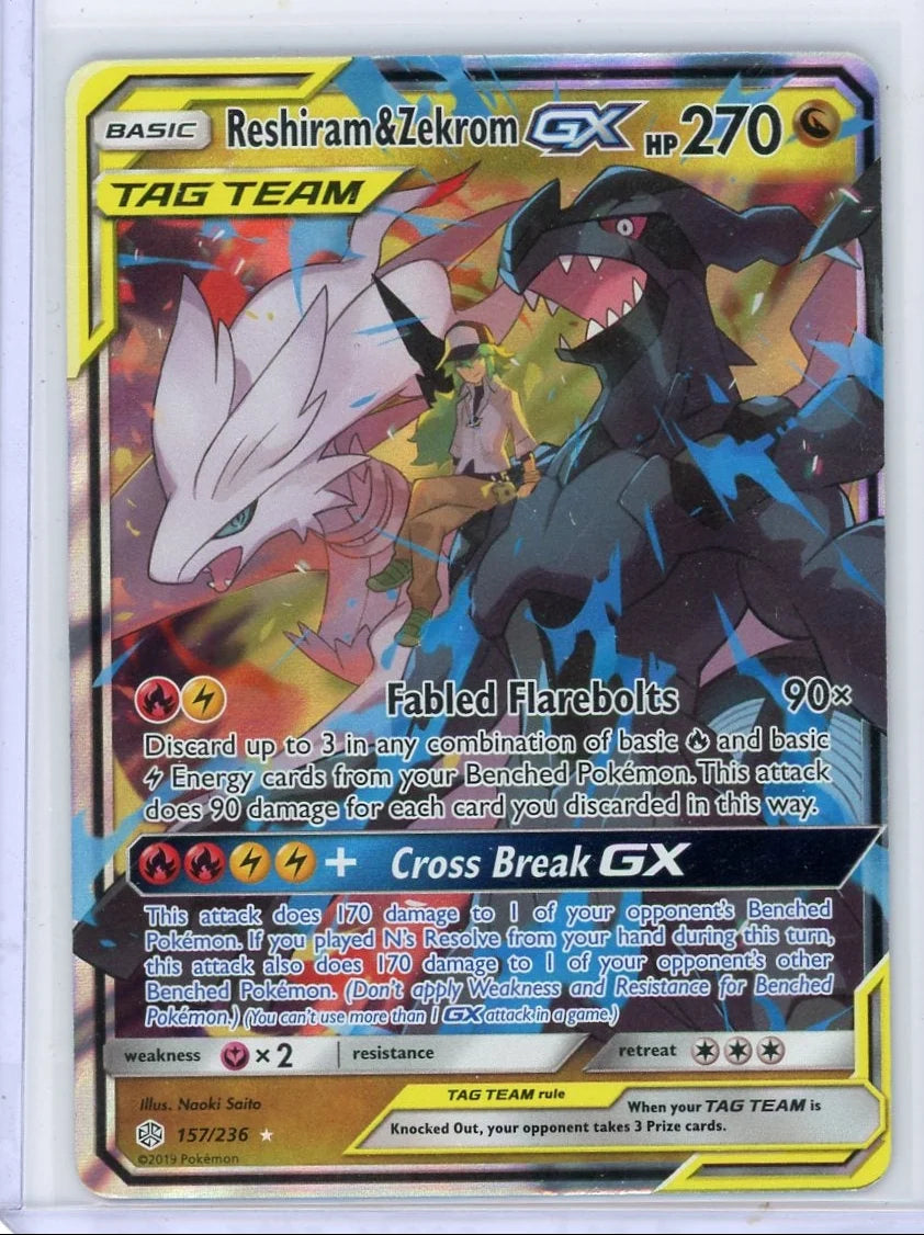 Reshiram & Zekrom GX Tag Team 2019 Pokemon Cosmic Eclipse #157/236