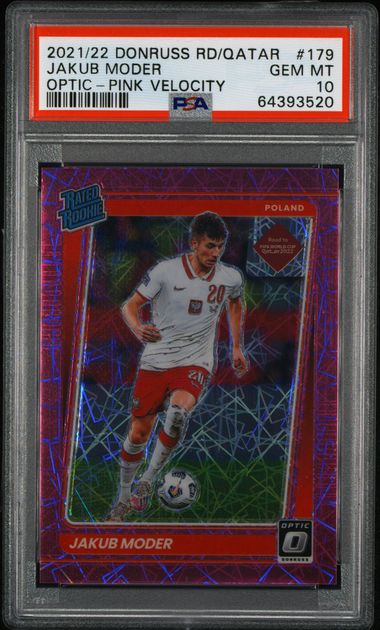 Jakub Moder 2021-22 Panini Donruss Optic World Cup Pink Velocity #'d 13/25 RC PSA 10