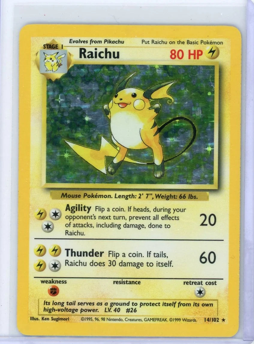 Raichu Pokémon Base Set Unlimited Holo #14/102 HP