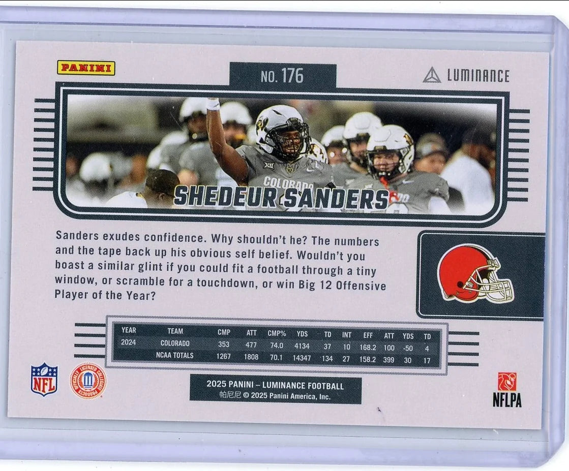 Shedeur Sanders 2025 Panini Luminance Orange #'d 29/50