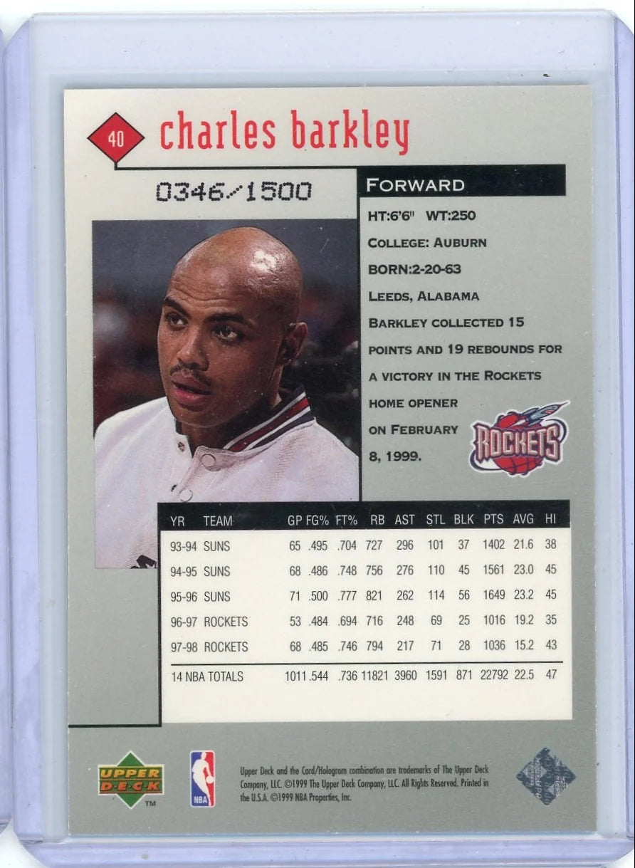 Charles Barkley 1999 Upper Deck Black Diamond #'d 0346/1500