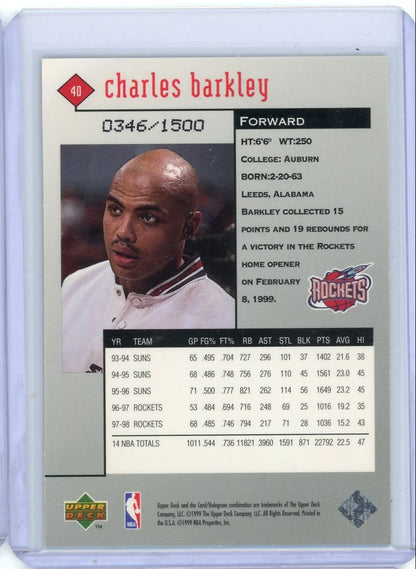 Charles Barkley 1999 Upper Deck Black Diamond #'d 0346/1500