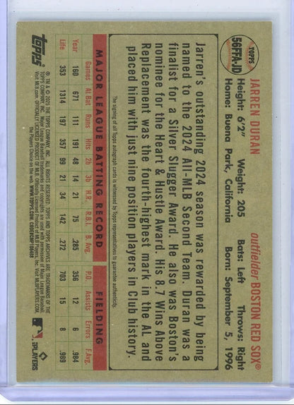 Jarren Duran 2025 Topps Archives Fan Favorites autograph