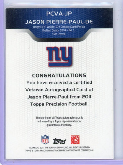 Jason Pierre-Paul 2011 Topps Precision autograph