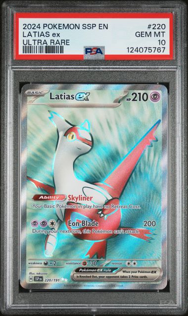 Latias ex 2024 Pokémon Surging Sparks Ultra Rare #220/191 PSA 10