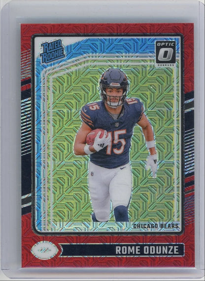 Rome Odunze 2024 Panini Donruss Optic Rated Rookie Card Red Mojo
