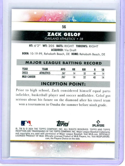 Zack Gelof 2024 Topps Inception Blue Rookie #'d 11/25