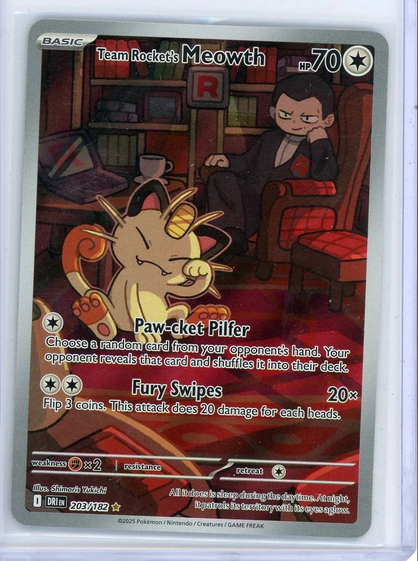 Team Rocket's Meowth Pokémon Destined Rivals Illustration Rare #203/182