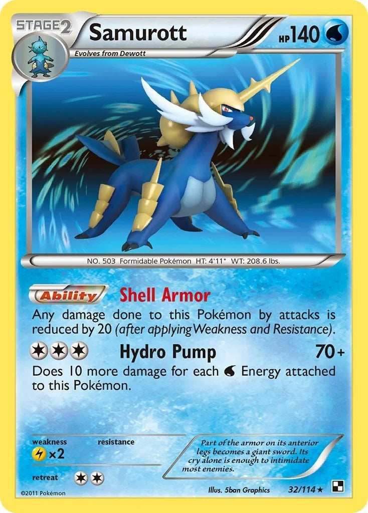 Samurott (32) (32/114) (Black and White) (BLW)