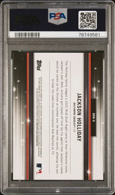 Jackson Holliday 2022 Bowman Draft Chrome Draft Night PSA 10