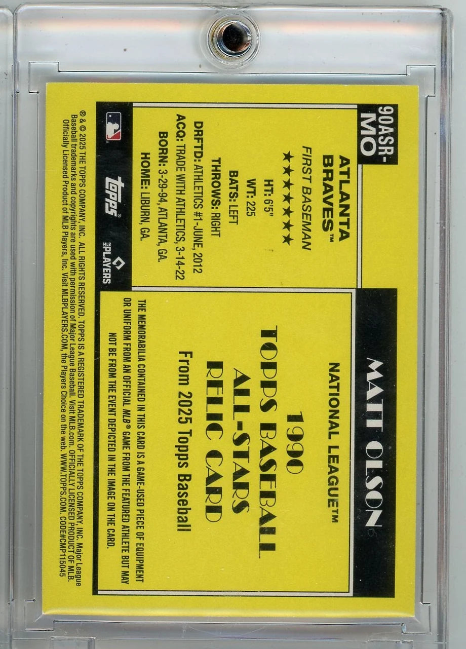 Matt Olson 2025 Topps Series 2 1990 35th Anniversary All Star Bat Relic Blue #'d 093/150