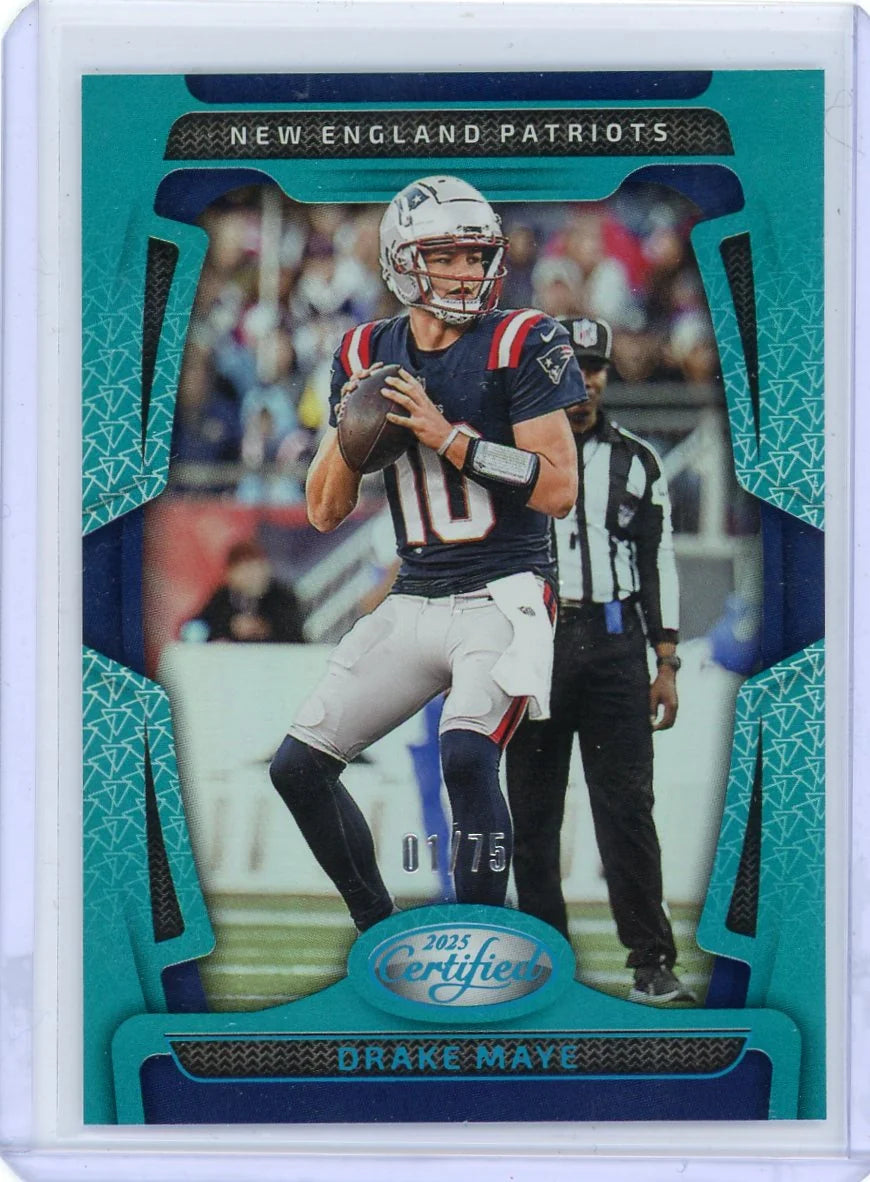 Drake Maye 2025 Panini Certified teal mirror #'d 01/75