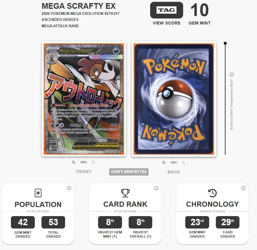 Mega Scrafty EX 2026 Pokemon Ascended Heroes #270/217 TAG 10