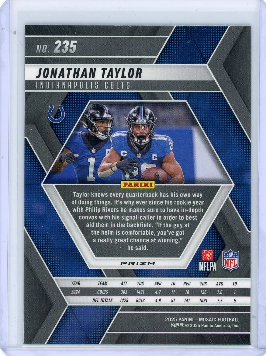 Jonathan Taylor 2025 Panini Mosaic Genesis SSP