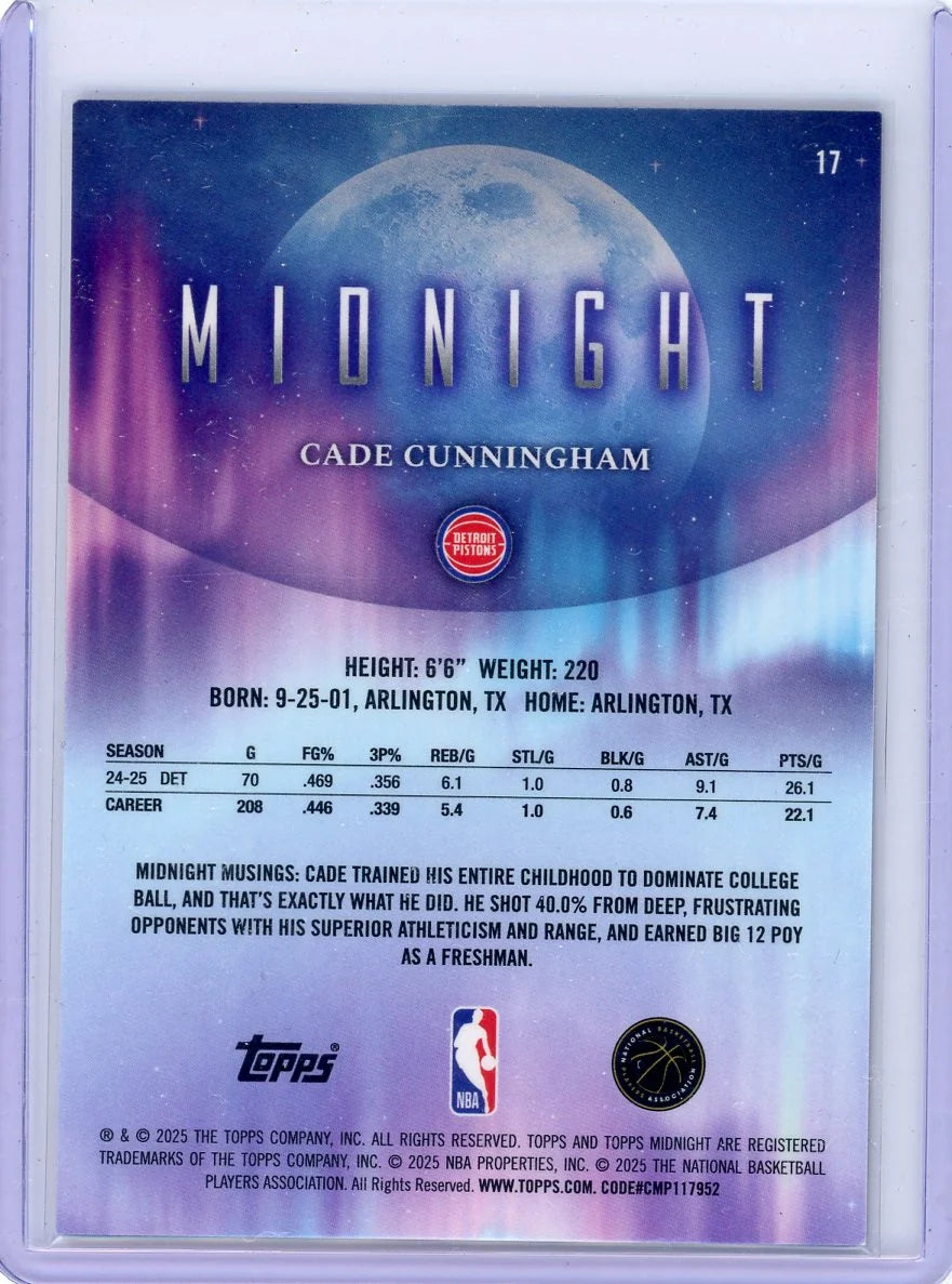 Cade Cunningham 2025-26 Topps Midnight Morning #'d 052/149