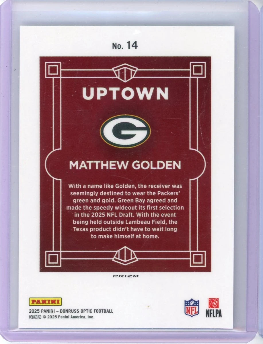 Matthew Golden 2025 Panini Donruss Optic Uptown rookie card