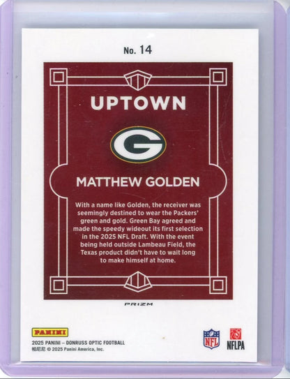 Matthew Golden 2025 Panini Donruss Optic Uptown rookie card