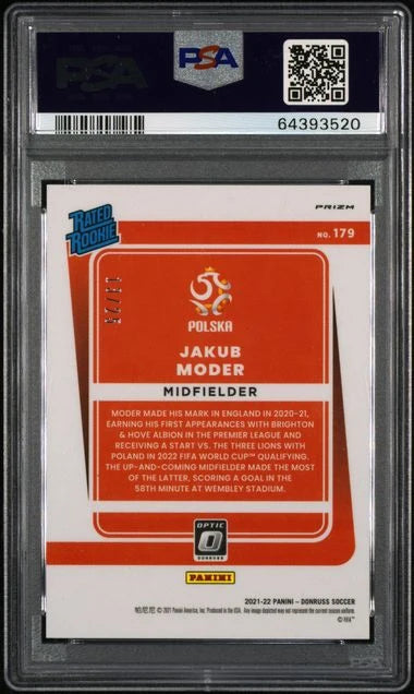 Jakub Moder 2021-22 Panini Donruss Optic World Cup Pink Velocity #'d 13/25 RC PSA 10