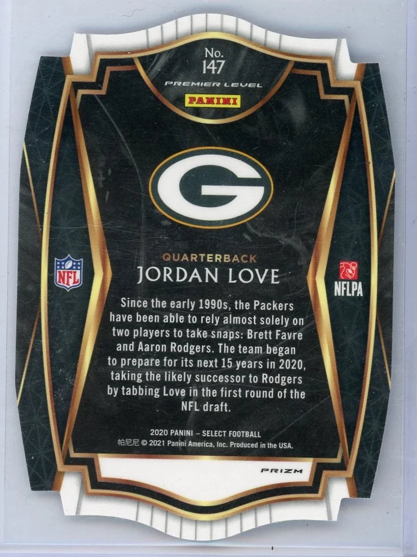 Jordan Love 2020 Panini Select Purple Prizm Die-Cut RC