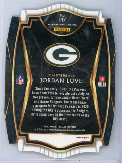 Jordan Love 2020 Panini Select Purple Prizm Die-Cut RC