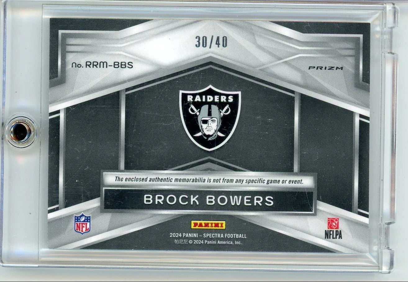 Brock Bowers 2024 Panini Spectra Rising Rookie Double Patch #'d 30/40