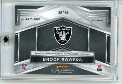 Brock Bowers 2024 Panini Spectra Rising Rookie Double Patch #'d 30/40