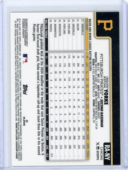 Nick Yorke 2025 Topps Chrome Update gold/orange lava lamp ref. autograph rookie card #'d 48/85