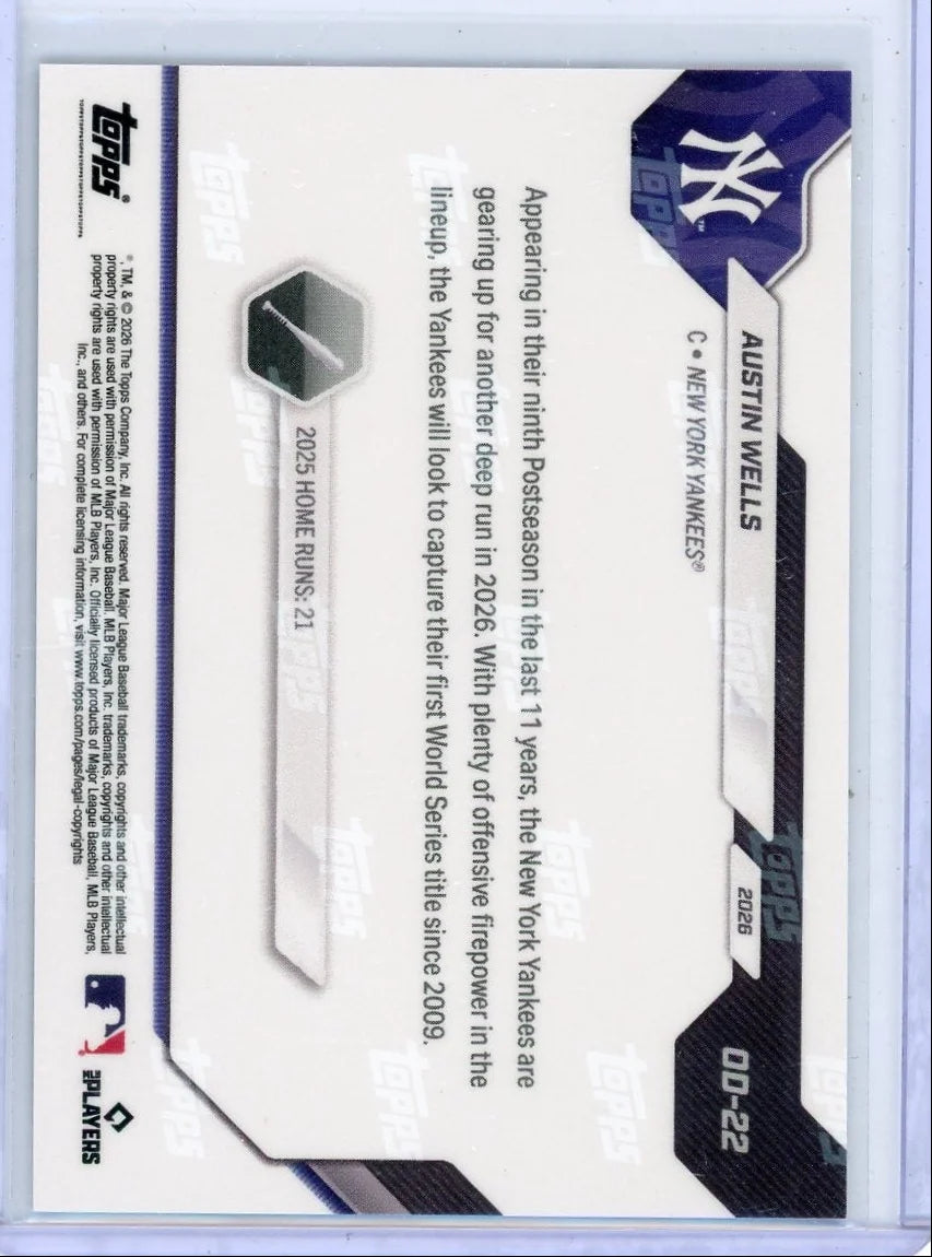 Austin Wells 2026 Topps Now Opening Day Blue Foil #'d 003/150