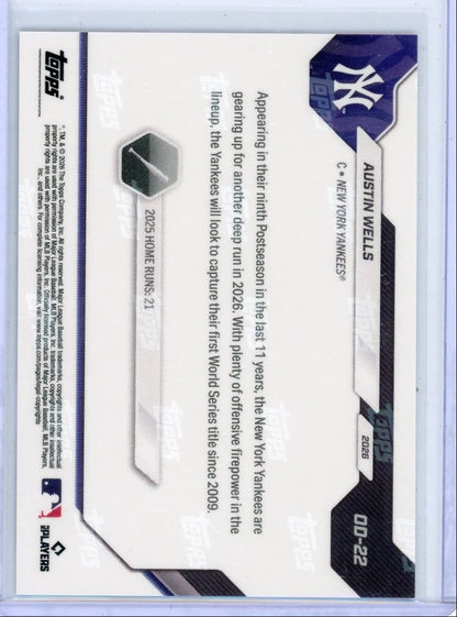 Austin Wells 2026 Topps Now Opening Day Blue Foil #'d 003/150