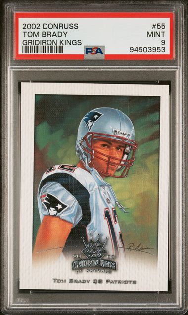 Tom Brady 2002 Donruss Gridiron Kings #55 PSA 9