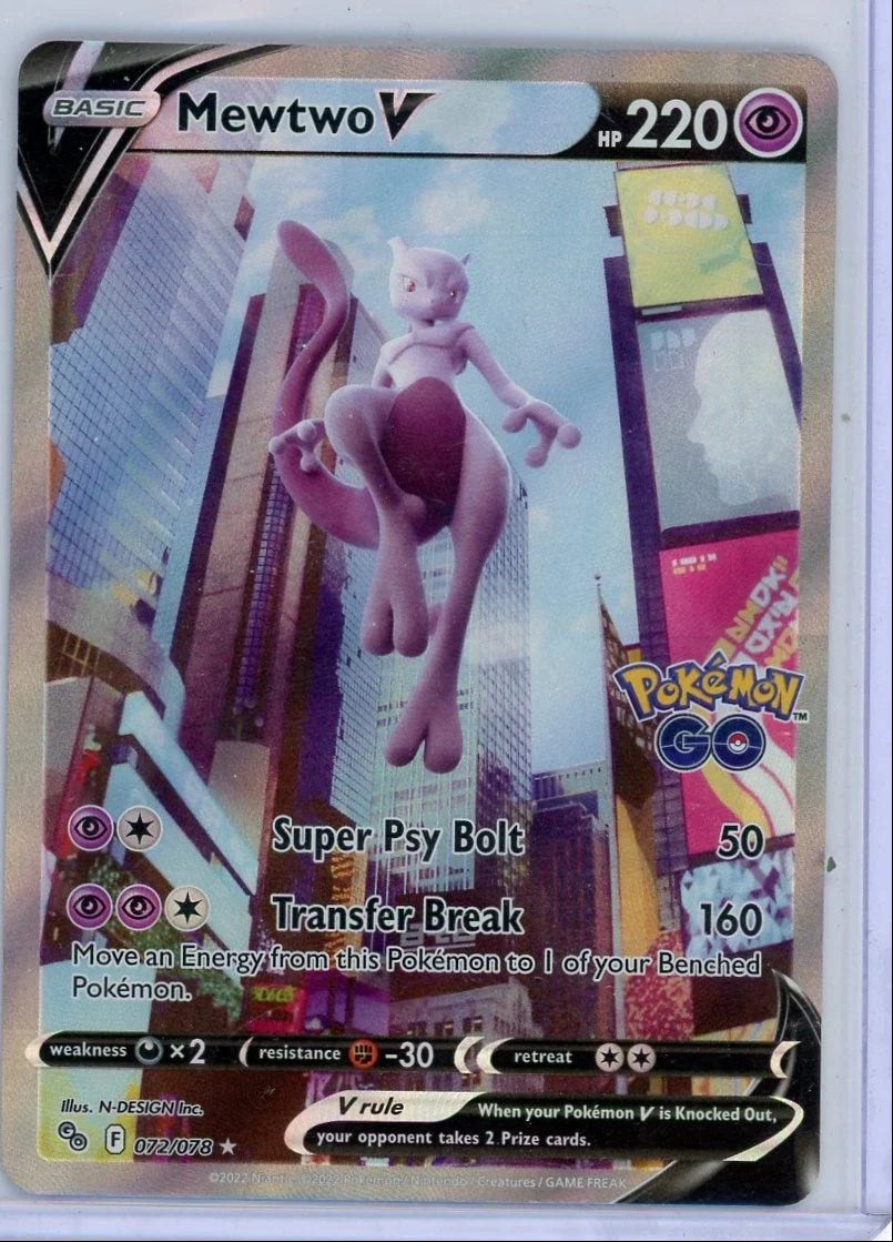 Mewtwo V Pokémon GO Alternate Full Art Ultra Rare #072/078