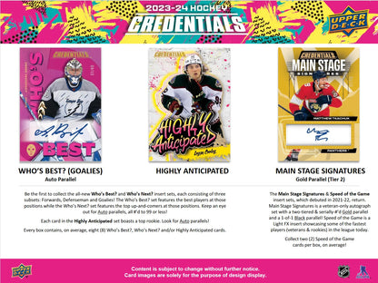 2023-24 Upper Deck Credentials Hockey Hobby 10 Box Case