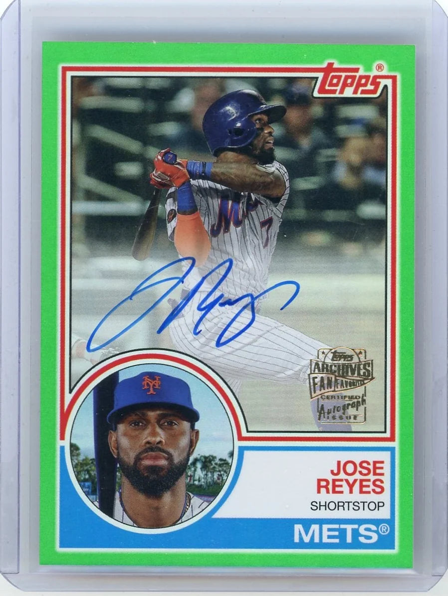 Jose Reyes 2023 Topps Archives Fan Favorite Autos 1983 Green Foil #'d 89/99
